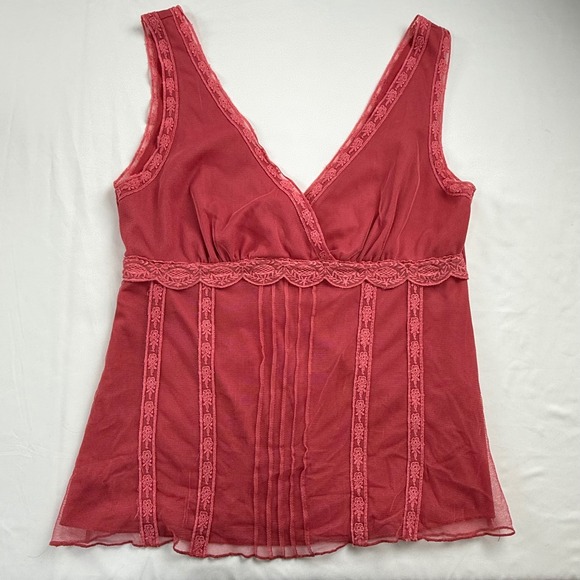 Candie's Tops - Vintage Lace Mesh Camisole Top Pink Coquette Fairycore Romantic Y2K Size XL